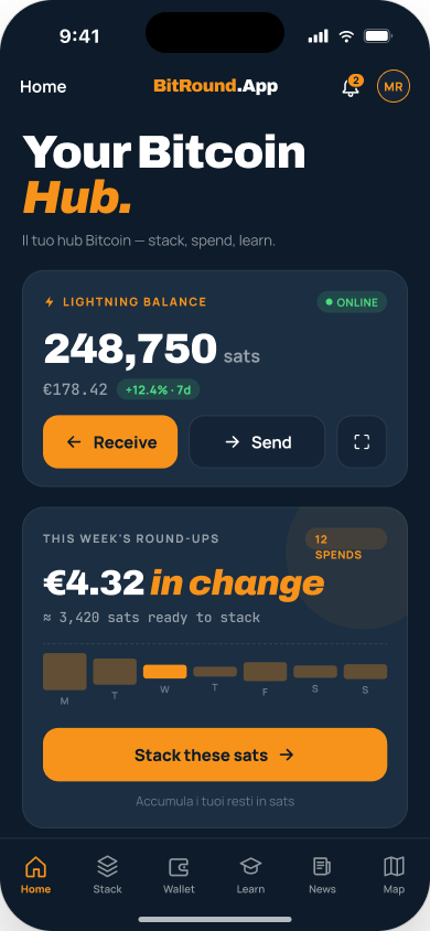 BitRound app – Home screen